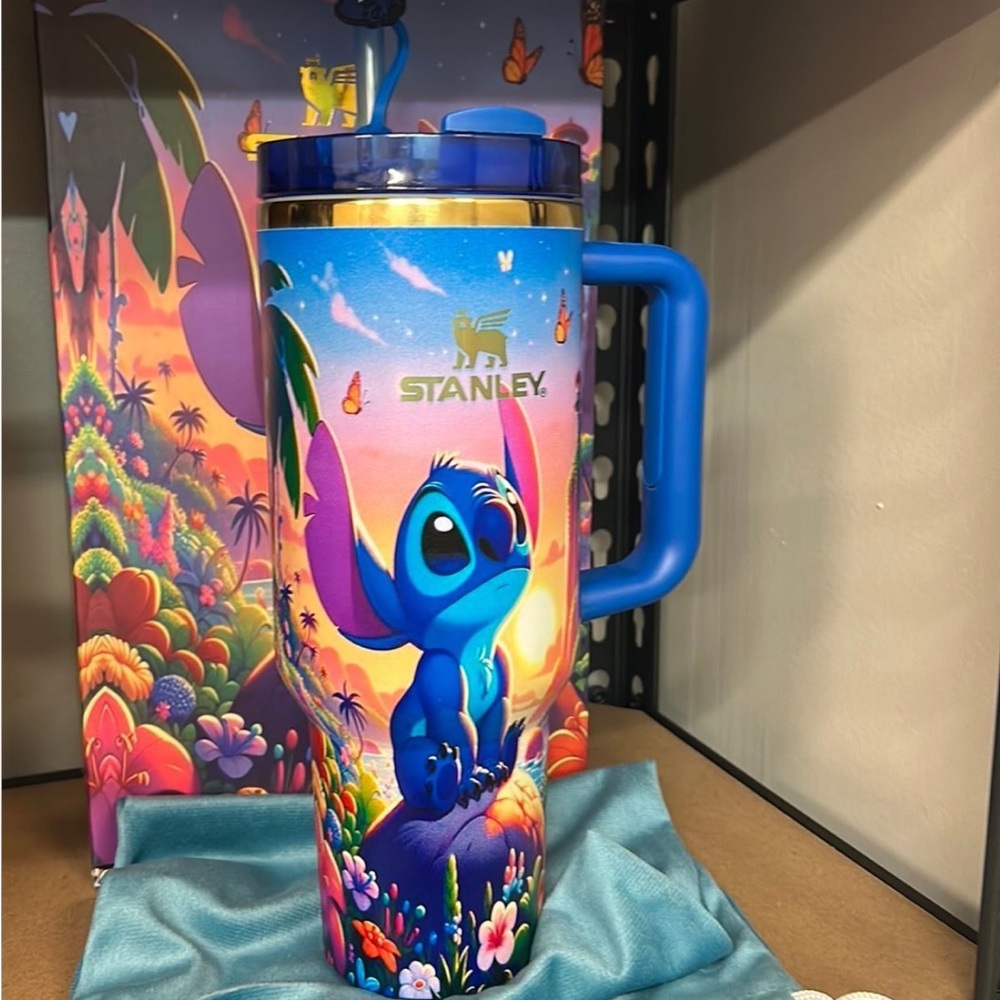 Stanley Blue and Colorful stitch H2.0 Tumbler 40oz